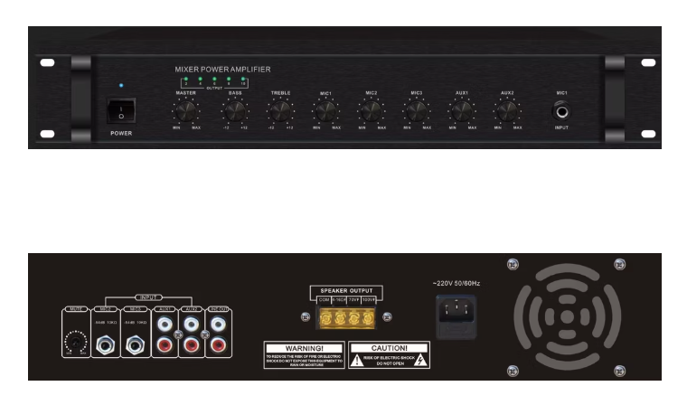 FA-350 350W Economy Mixer Amplifier 3 phone jack Mic 2 Aux